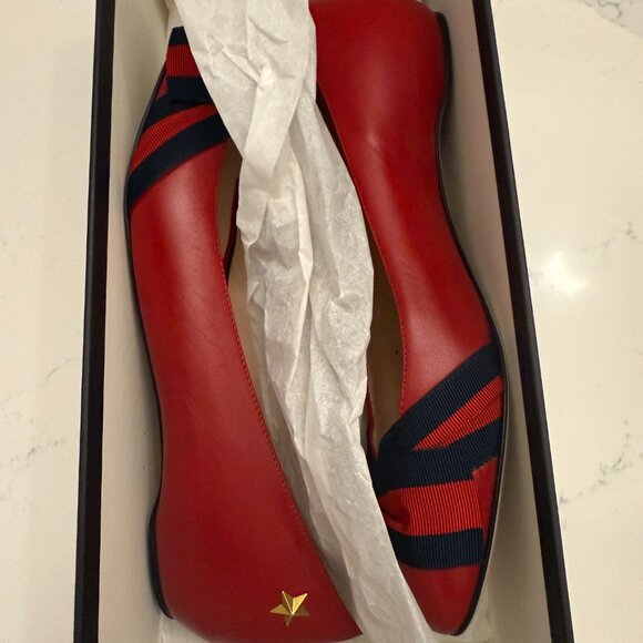 Gucci Flats with Red and Navy Bow - Picture 15 of 15
